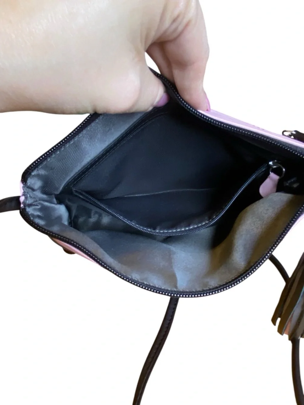 iLi New York Black Pink Leather Crossbody Bag